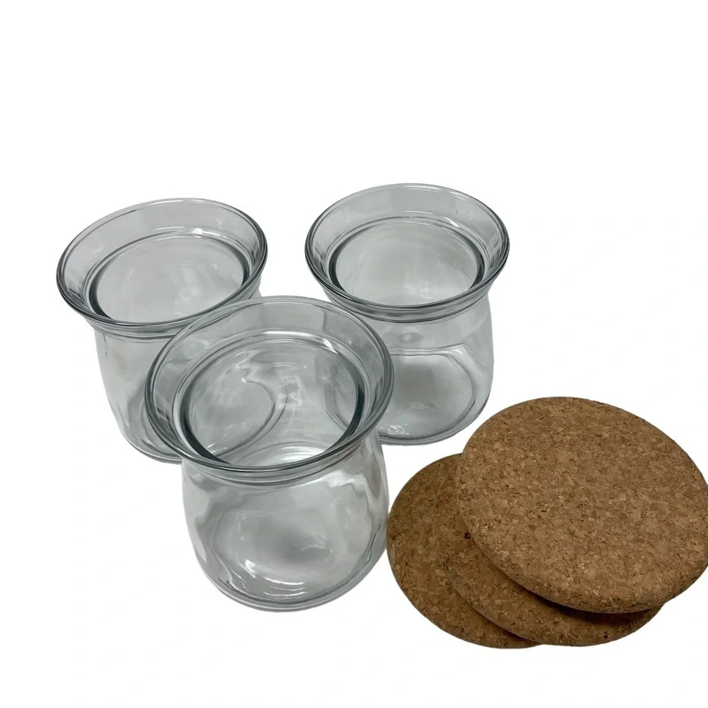Three Glass Container Spice Jars With Cork Lids